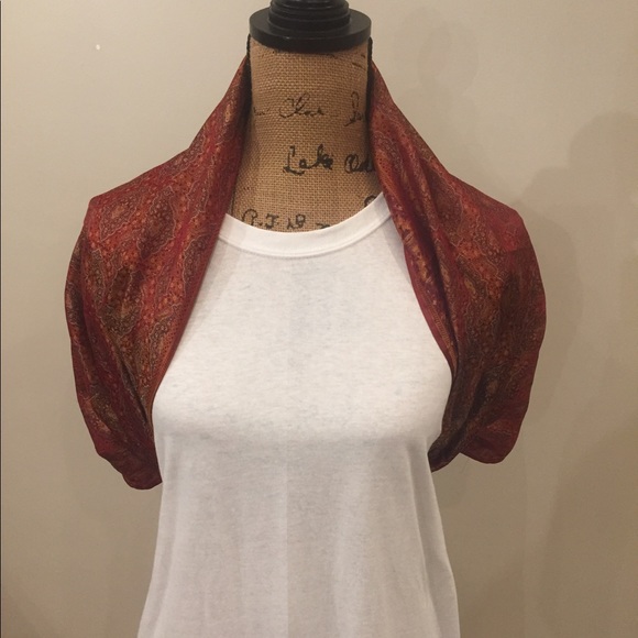 Silk scarf/wrap in maroon/amber - Picture 4 of 9